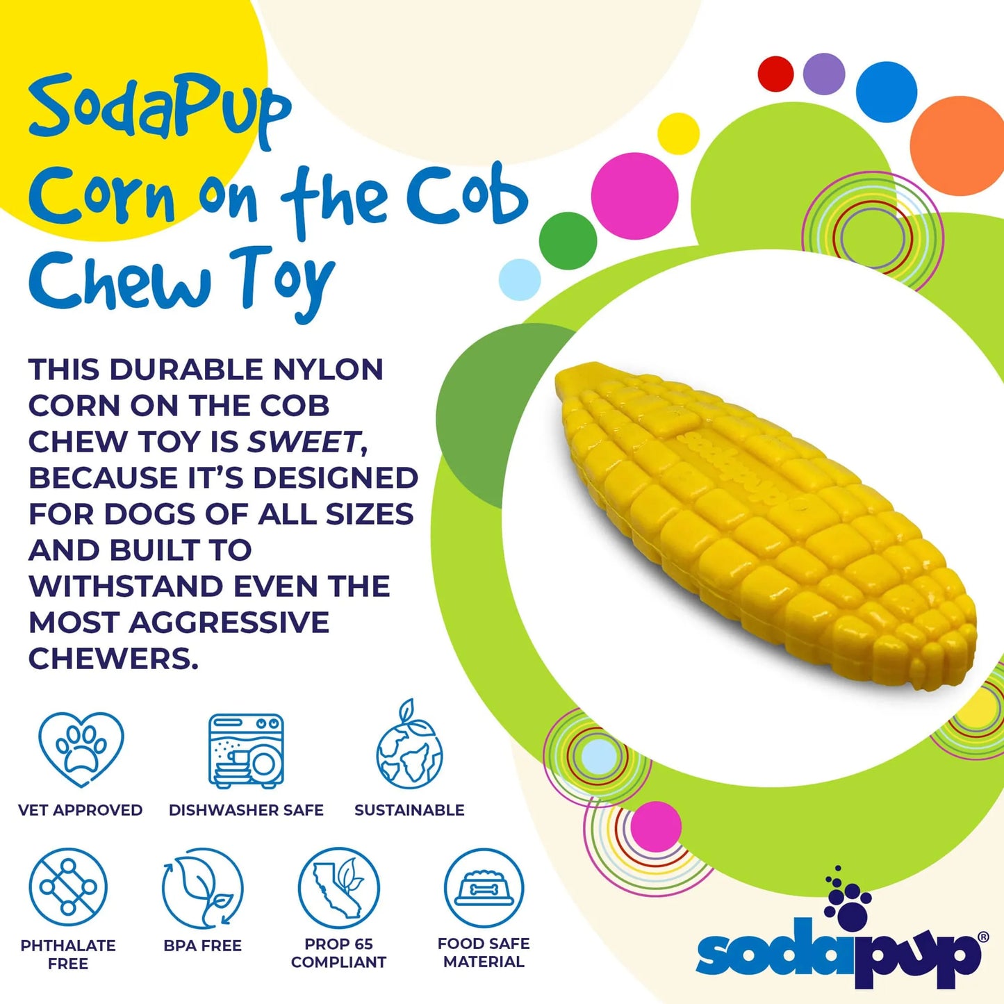 Corn on the Cob Nylon Dog Toy for Aggressive Chewers