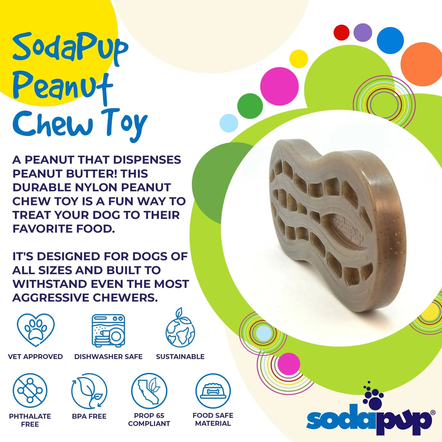 Peanut Nylon Dog Chew Toy | Ultra-Durable for Aggressive Chewers