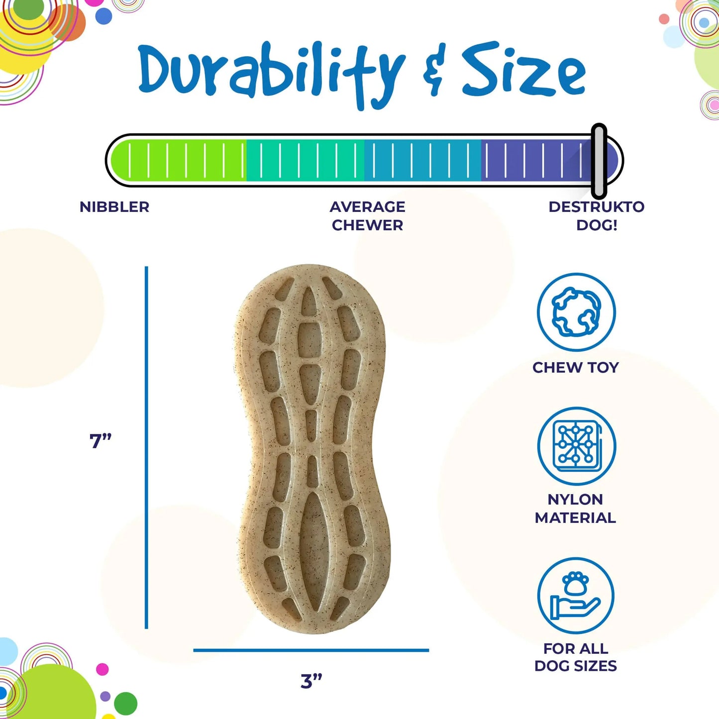 Peanut Nylon Dog Chew Toy | Ultra-Durable for Aggressive Chewers