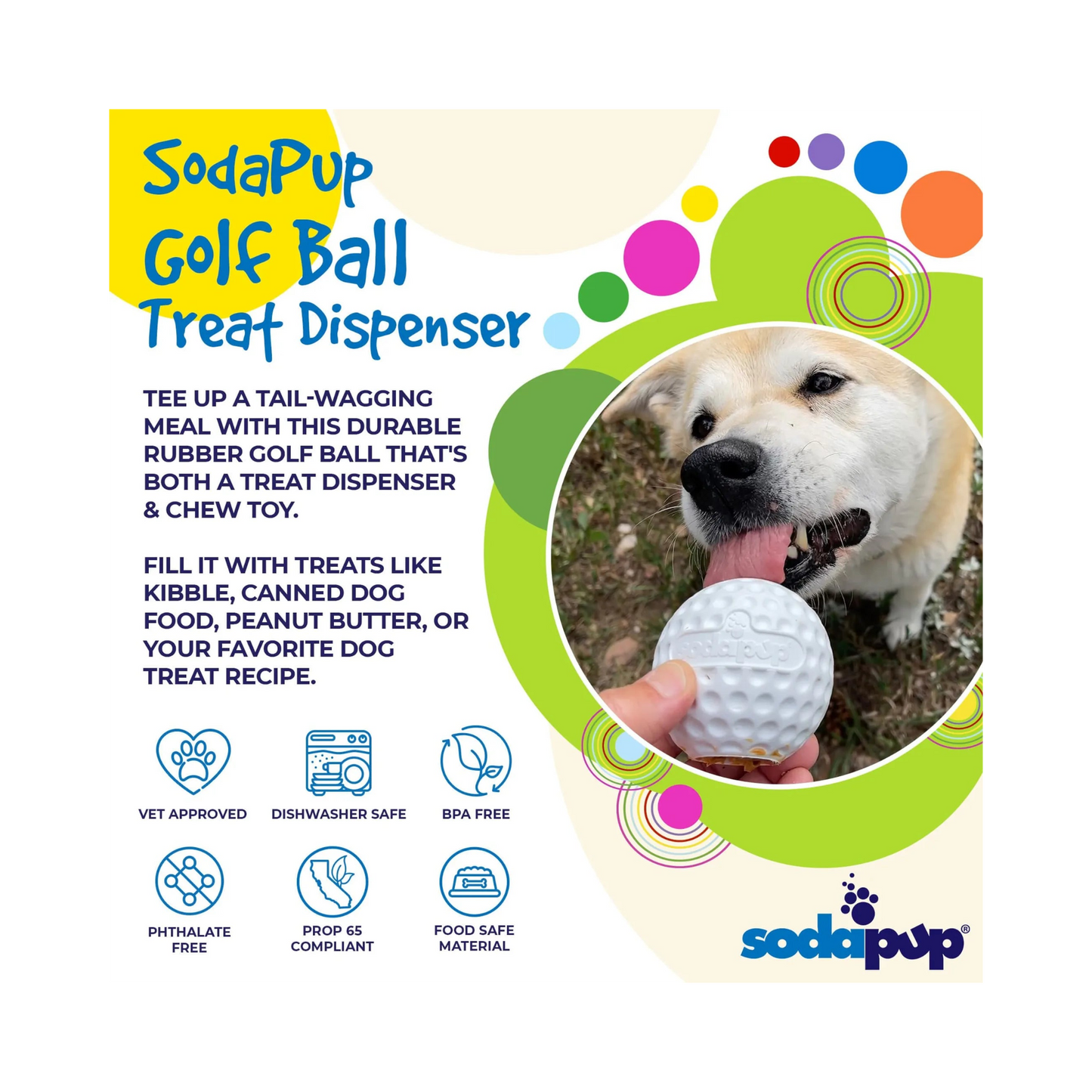 Golf Ball PUP-X Rubber eDispenser Treat Dispenser & Enrichment Toy